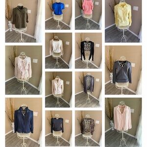 Lot of 14 Women's Blouses and Tops - Mixed Colors